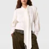 Neck-Tie Shoulder Pad Long-Sleeve Shirt Neck-Tie Shoulder Pad Long-Sleeve Shirt