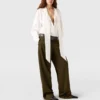 Neck-Tie Shoulder Pad Long-Sleeve Shirt Neck-Tie Shoulder Pad Long-Sleeve Shirt
