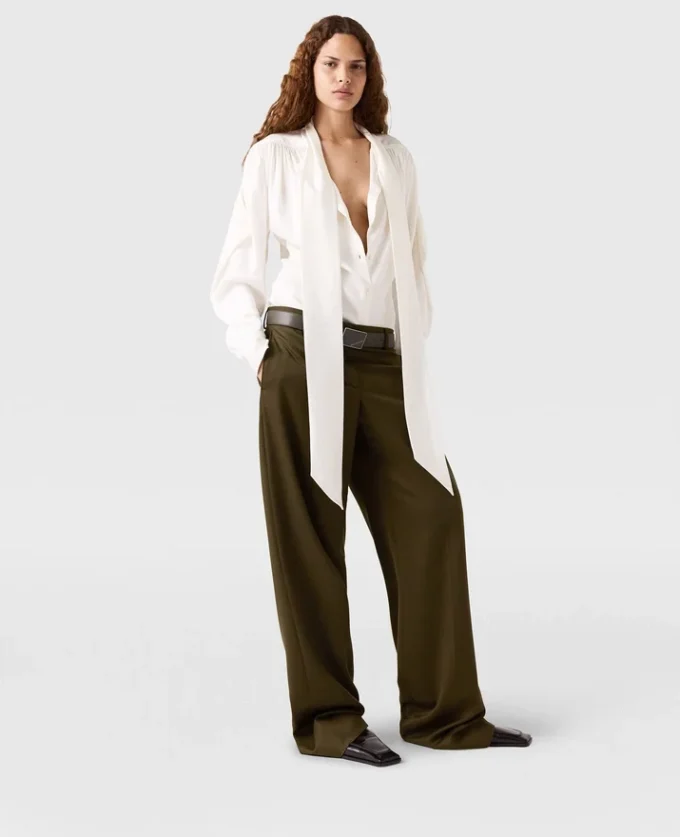 Neck-Tie Shoulder Pad Long-Sleeve Shirt Neck-Tie Shoulder Pad Long-Sleeve Shirt