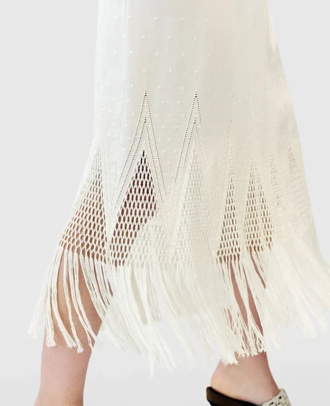 Open-Knit Fringe Midi Dress Open-Knit Fringe Midi Dress
