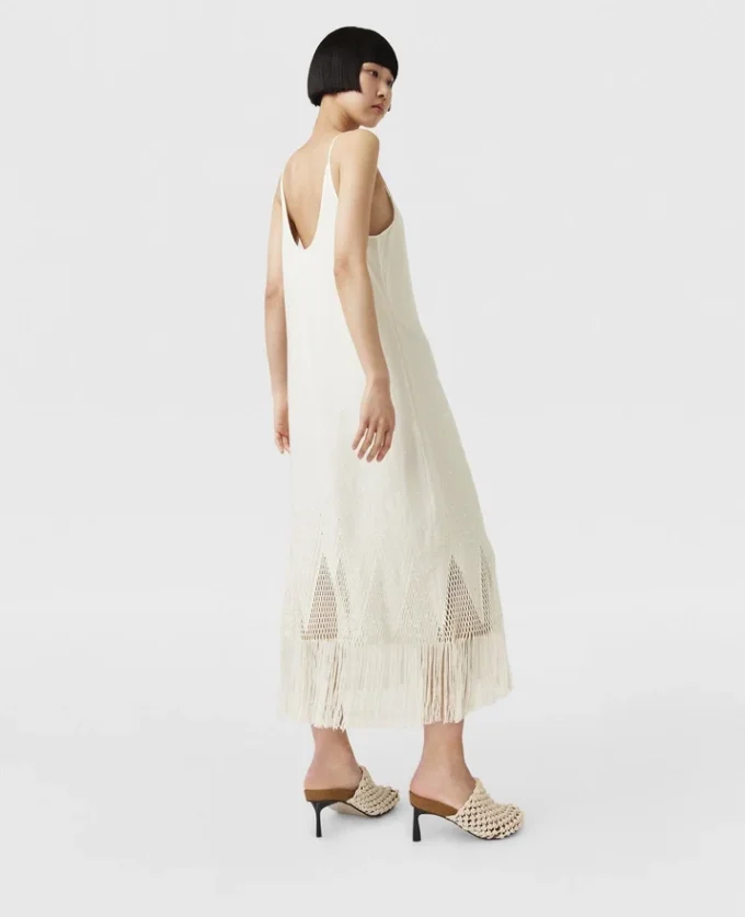 Open-Knit Fringe Midi Dress Open-Knit Fringe Midi Dress