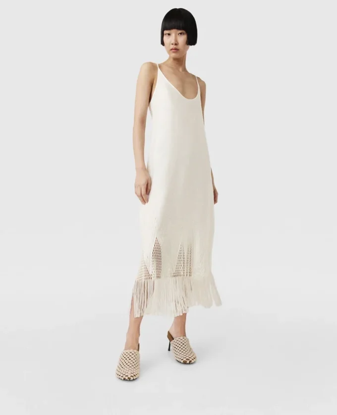 Open-Knit Fringe Midi Dress Open-Knit Fringe Midi Dress