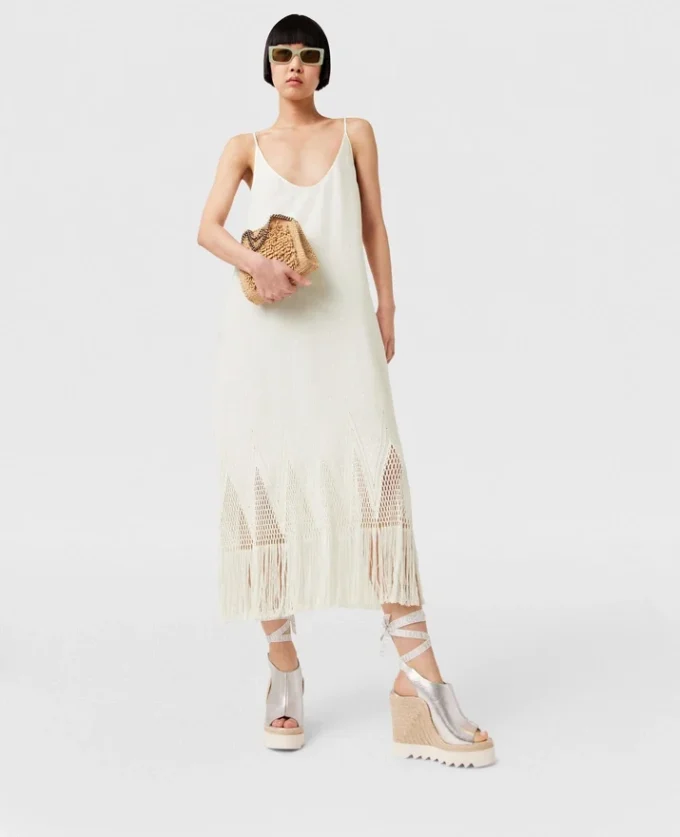 Open-Knit Fringe Midi Dress Open-Knit Fringe Midi Dress