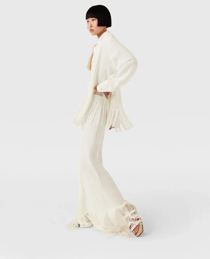Open-Knit Fringe Wide-Leg Pants Open-Knit Fringe Wide-Leg Pants