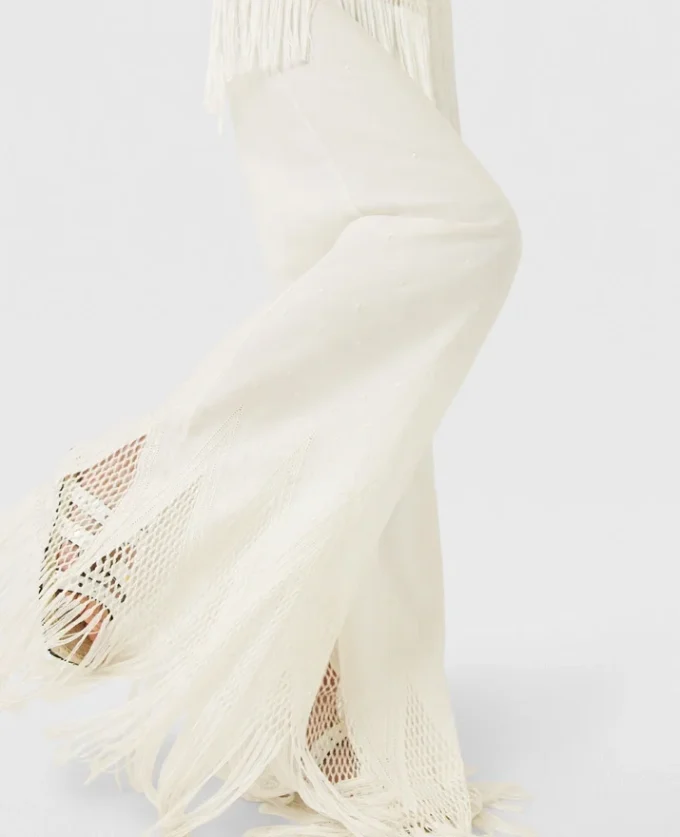 Open-Knit Fringe Wide-Leg Pants Open-Knit Fringe Wide-Leg Pants