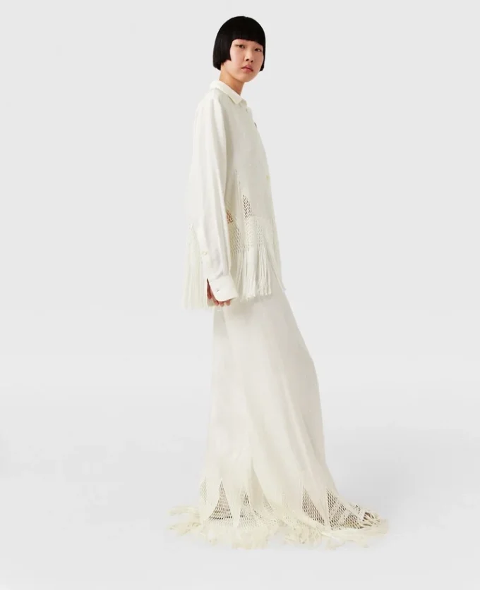 Open-Knit Fringe Wide-Leg Pants Open-Knit Fringe Wide-Leg Pants