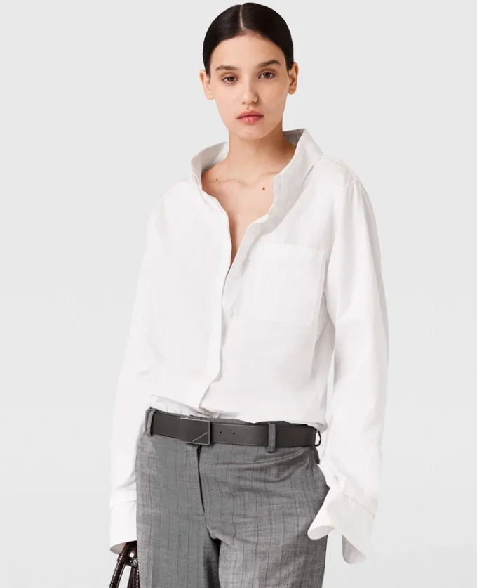 Open V-Neck Collared Shirt Open V-Neck Collared Shirt