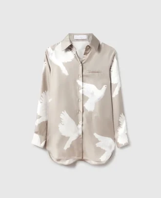 Oversized Dove Print Shirt Oversized Dove Print Shirt