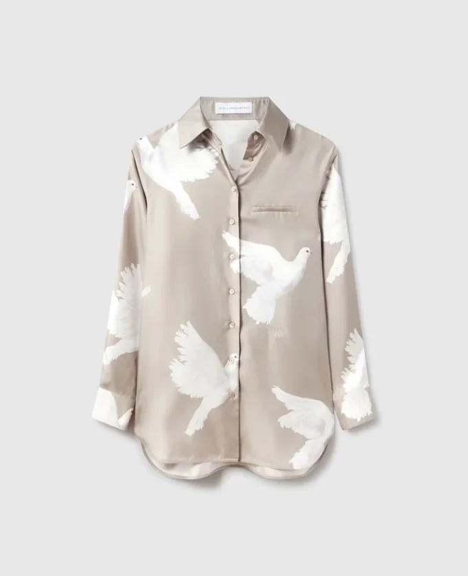 Oversized Dove Print Shirt Oversized Dove Print Shirt