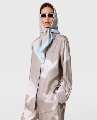Oversized Dove Print Shirt Oversized Dove Print Shirt