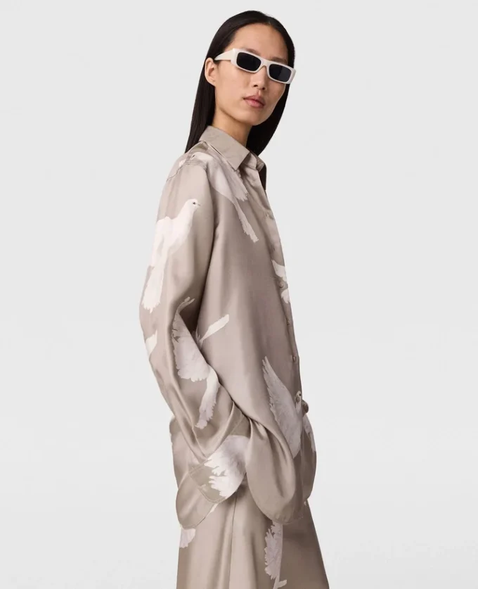 Oversized Dove Print Shirt Oversized Dove Print Shirt