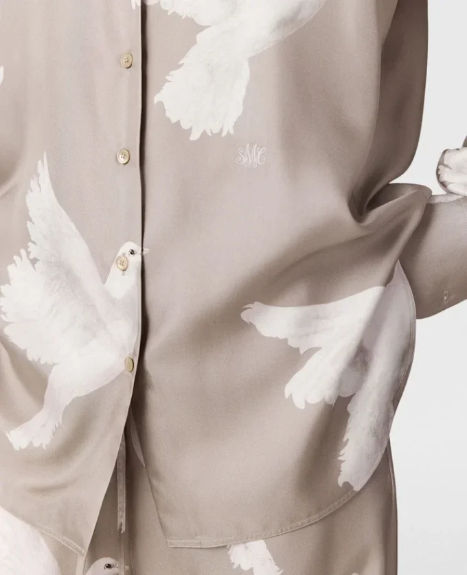 Oversized Dove Print Shirt Oversized Dove Print Shirt