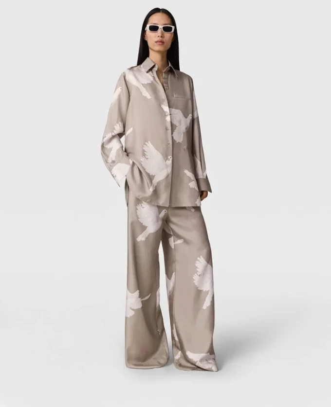 Oversized Dove Print Shirt Oversized Dove Print Shirt