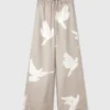 Oversized Drawstring Dove Print Pants Oversized Drawstring Dove Print Pants