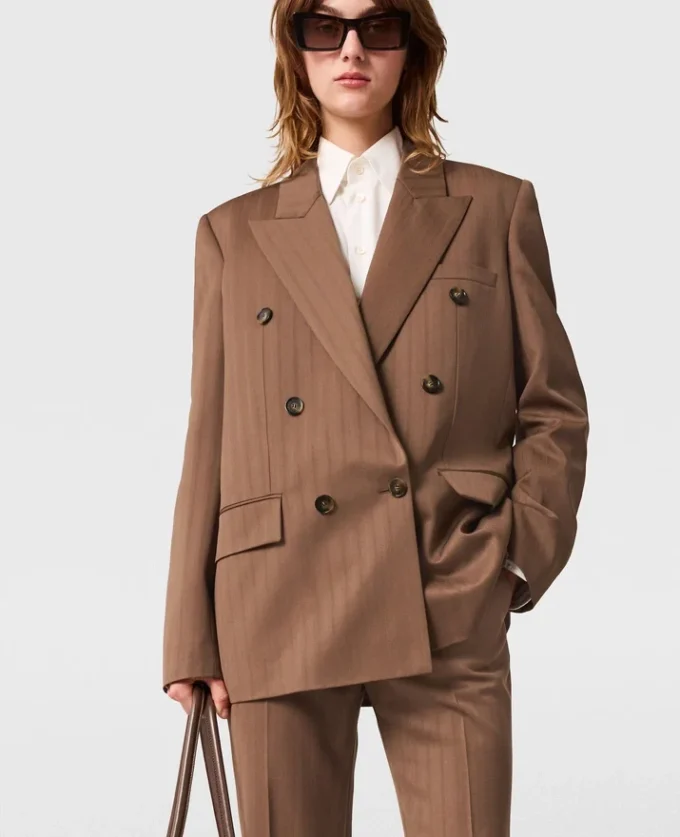 Oversized Pinstripe Double-Breasted Blazer Oversized Pinstripe Double-Breasted Blazer