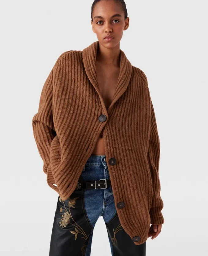 Oversized Ribbed V-Neck Cardigan Oversized Ribbed V-Neck Cardigan