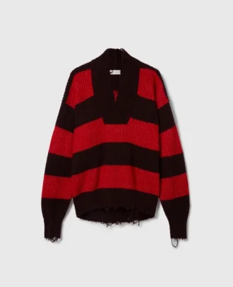 Oversized Striped V-Neck Sweater