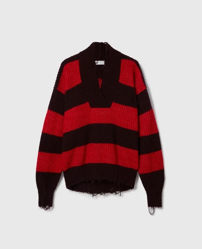 Oversized Striped V-Neck Sweater Oversized Striped V-Neck Sweater