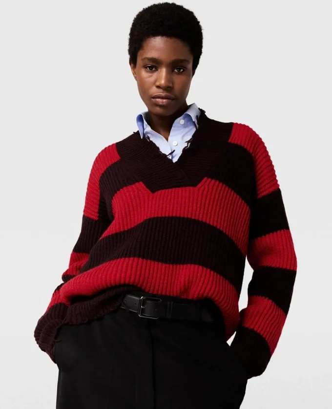 Oversized Striped V-Neck Sweater Oversized Striped V-Neck Sweater