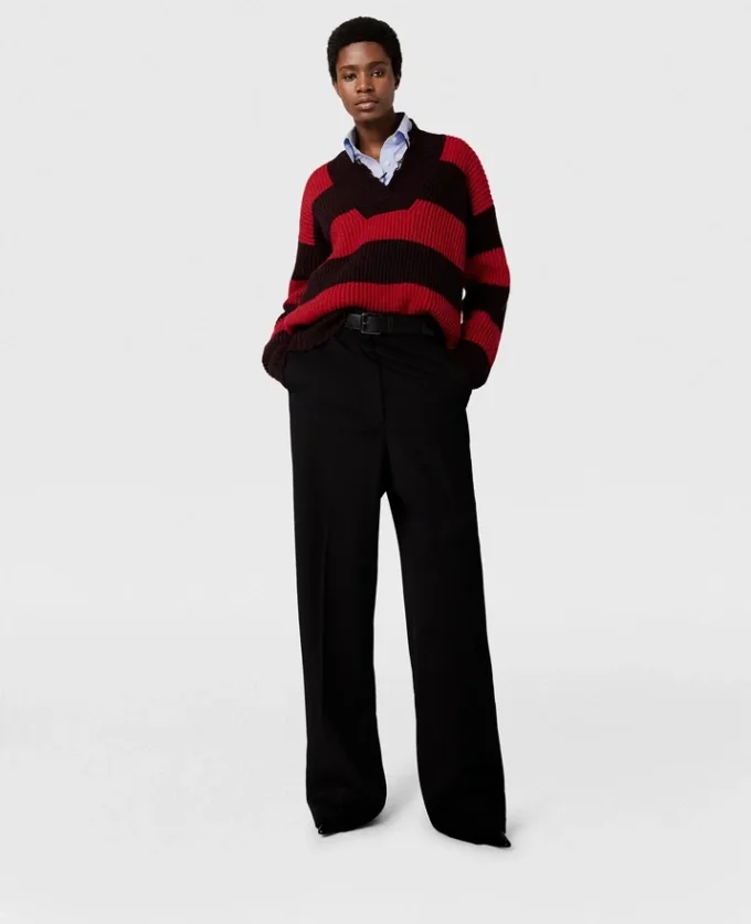 Oversized Striped V-Neck Sweater Oversized Striped V-Neck Sweater
