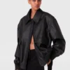 Oversized Vegan Bomber Jacket Oversized Vegan Bomber Jacket