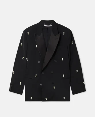 Pearl Embroidery Oversized Double-Breasted Blazer