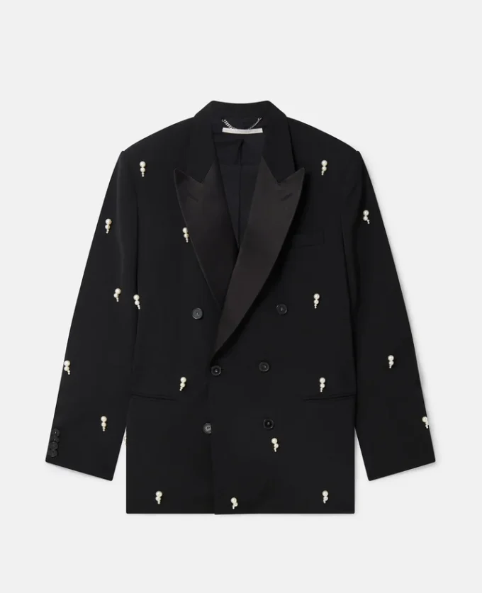 Pearl Embroidery Oversized Double-Breasted Blazer Pearl Embroidery Oversized Double-Breasted Blazer