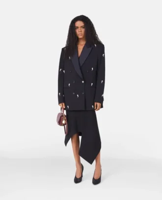 Pearl Embroidery Oversized Double-Breasted Blazer