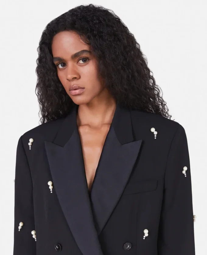 Pearl Embroidery Oversized Double-Breasted Blazer Pearl Embroidery Oversized Double-Breasted Blazer
