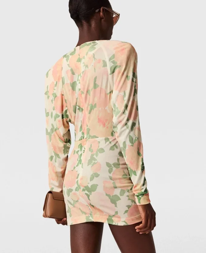 Peony Print Long-Sleeve Mini Dress Peony Print Long-Sleeve Mini Dress