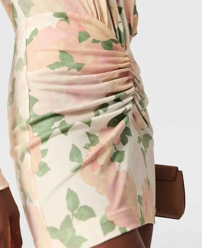Peony Print Long-Sleeve Mini Dress Peony Print Long-Sleeve Mini Dress