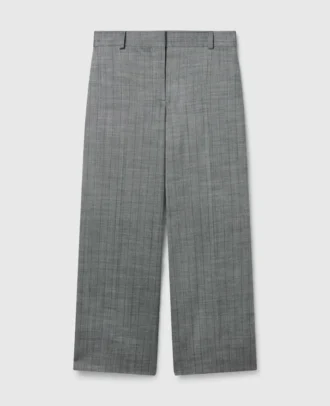 Pinstripe Pleated Straight-Leg Pants