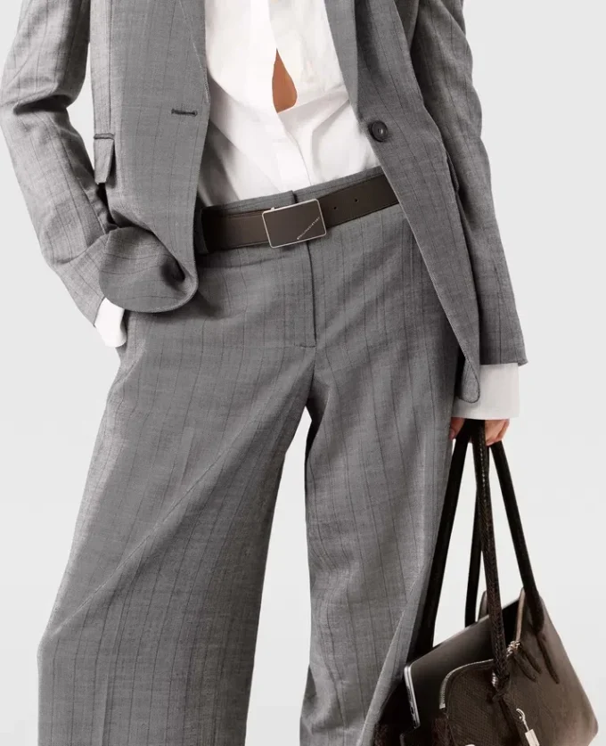 Pinstripe Pleated Straight-Leg Pants Pinstripe Pleated Straight-Leg Pants