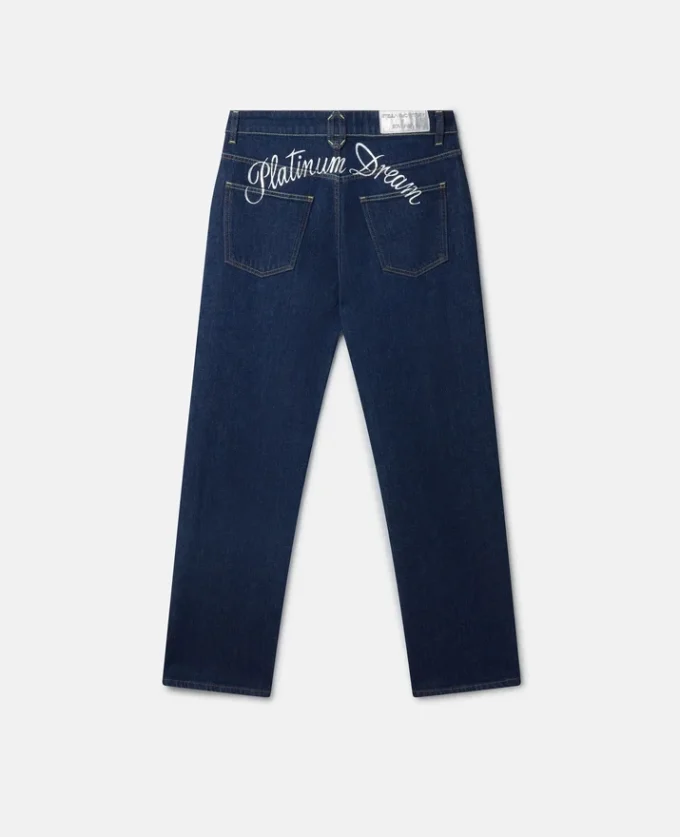 Platinum Dream Embroidered Mid-Rise Straight-Leg Denim Jeans Platinum Dream Embroidered Mid-Rise Straight-Leg Denim Jeans