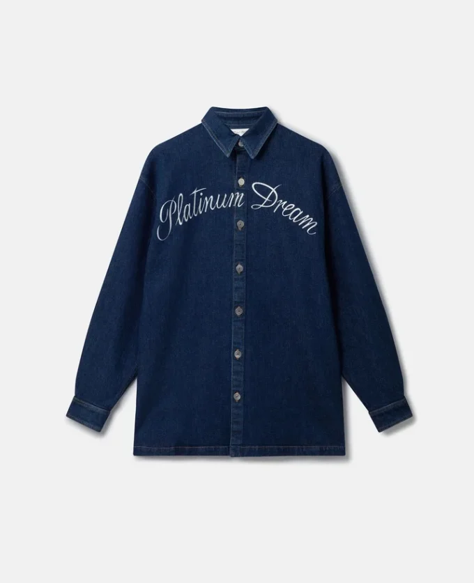 Platinum Dream Embroidered Oversized Denim Shirt Platinum Dream Embroidered Oversized Denim Shirt