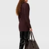 Pleated High-Neck Long-Sleeve Mini Dress Pleated High-Neck Long-Sleeve Mini Dress