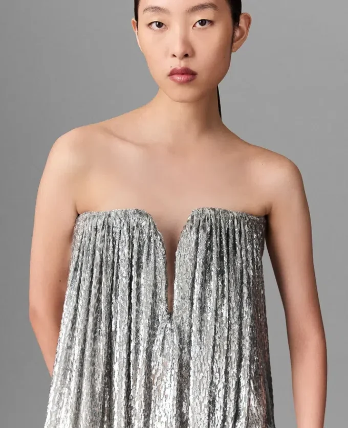 Pleated Metallic Velvet Dress Pleated Metallic Velvet Dress