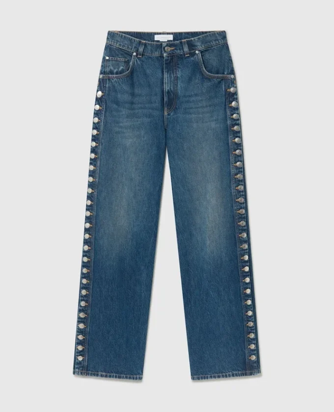 Popper-Studded Straight-Leg Jeans Popper-Studded Straight-Leg Jeans