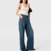 Popper-Studded Straight-Leg Jeans Popper-Studded Straight-Leg Jeans