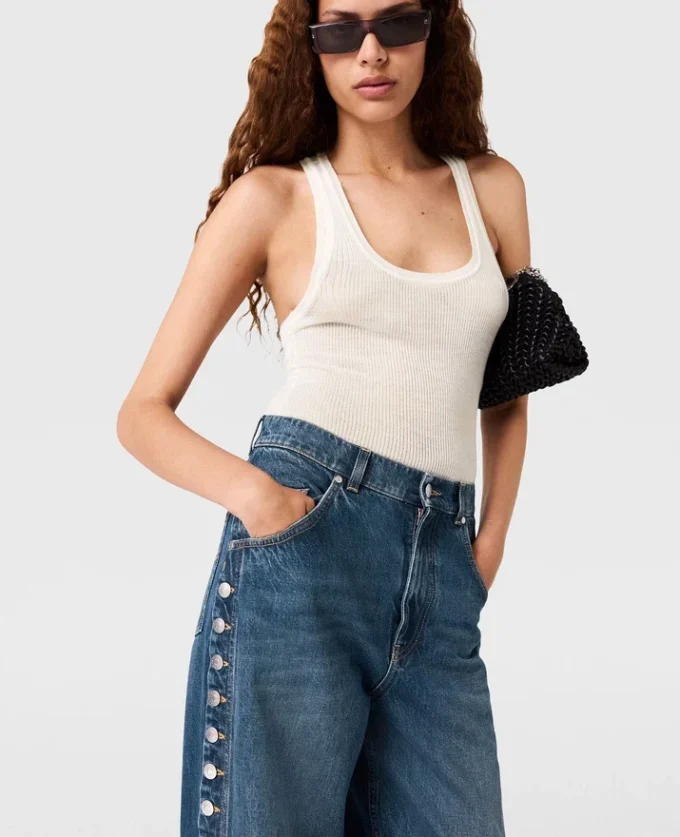 Popper-Studded Straight-Leg Jeans Popper-Studded Straight-Leg Jeans
