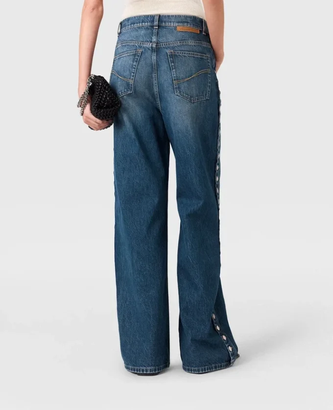 Popper-Studded Straight-Leg Jeans Popper-Studded Straight-Leg Jeans