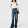 Popper-Studded Straight-Leg Jeans Popper-Studded Straight-Leg Jeans