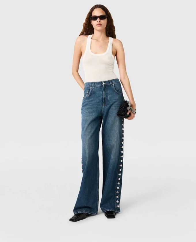 Popper-Studded Straight-Leg Jeans Popper-Studded Straight-Leg Jeans