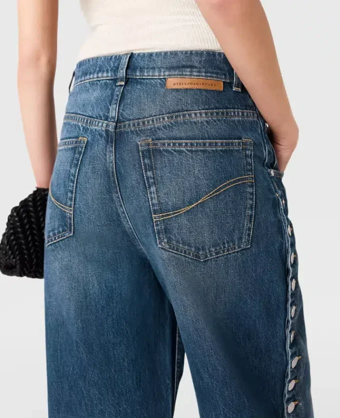 Popper-Studded Straight-Leg Jeans Popper-Studded Straight-Leg Jeans