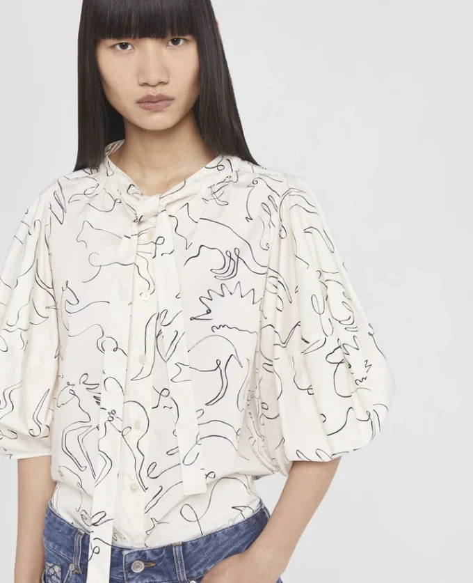 Rewild Doodle Print Twill Top