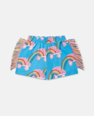 Rollerskate Rainbow Print Fringe Shorts Rollerskate Rainbow Print Fringe Shorts