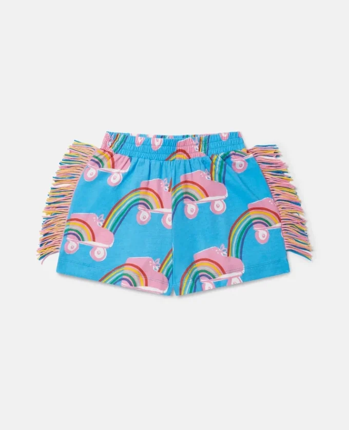 Rollerskate Rainbow Print Fringe Shorts Rollerskate Rainbow Print Fringe Shorts
