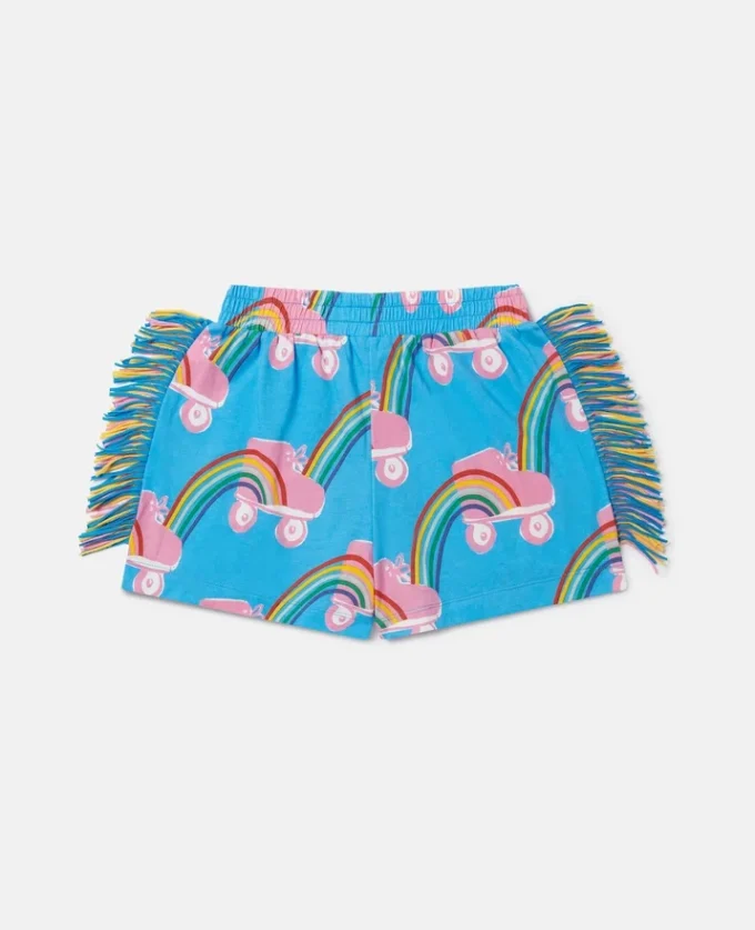 Rollerskate Rainbow Print Fringe Shorts Rollerskate Rainbow Print Fringe Shorts