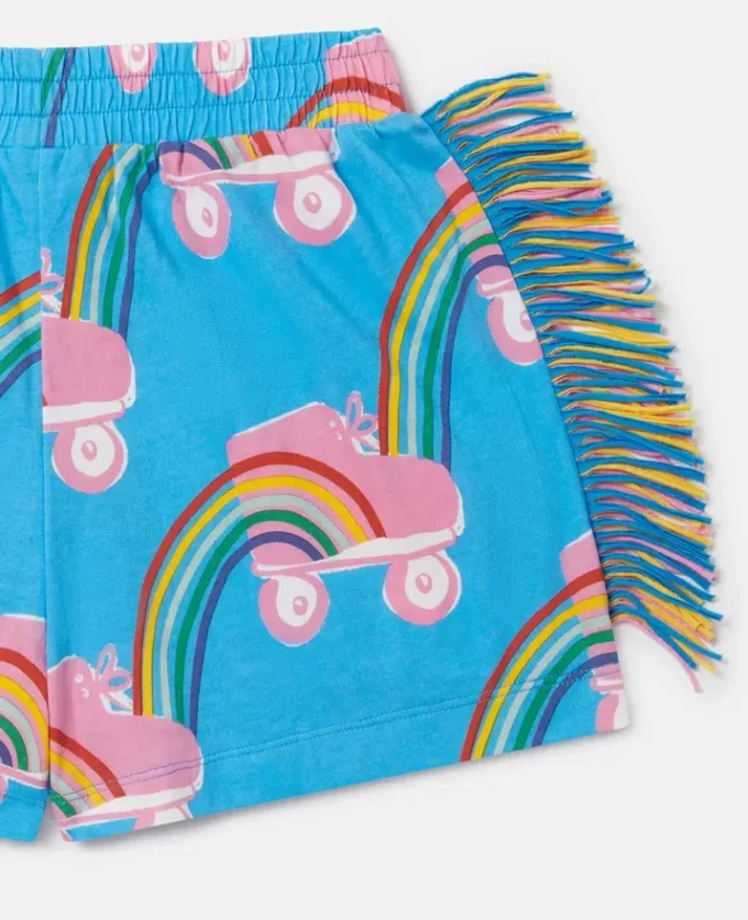 Rollerskate Rainbow Print Fringe Shorts Rollerskate Rainbow Print Fringe Shorts