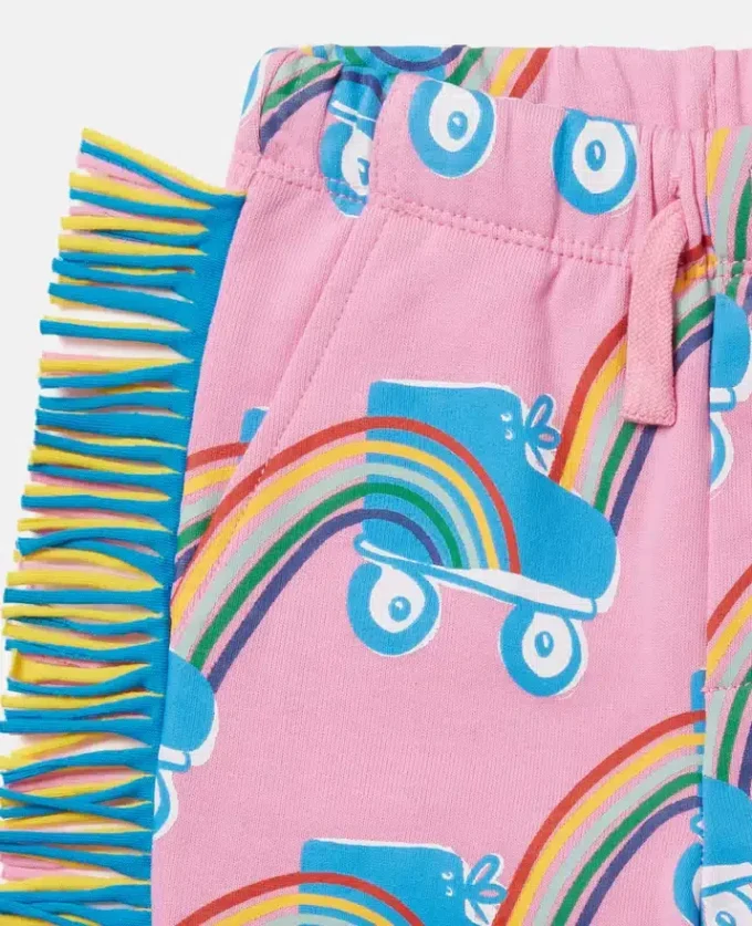 Rollerskate Rainbow Print Fringe Sweatpants
